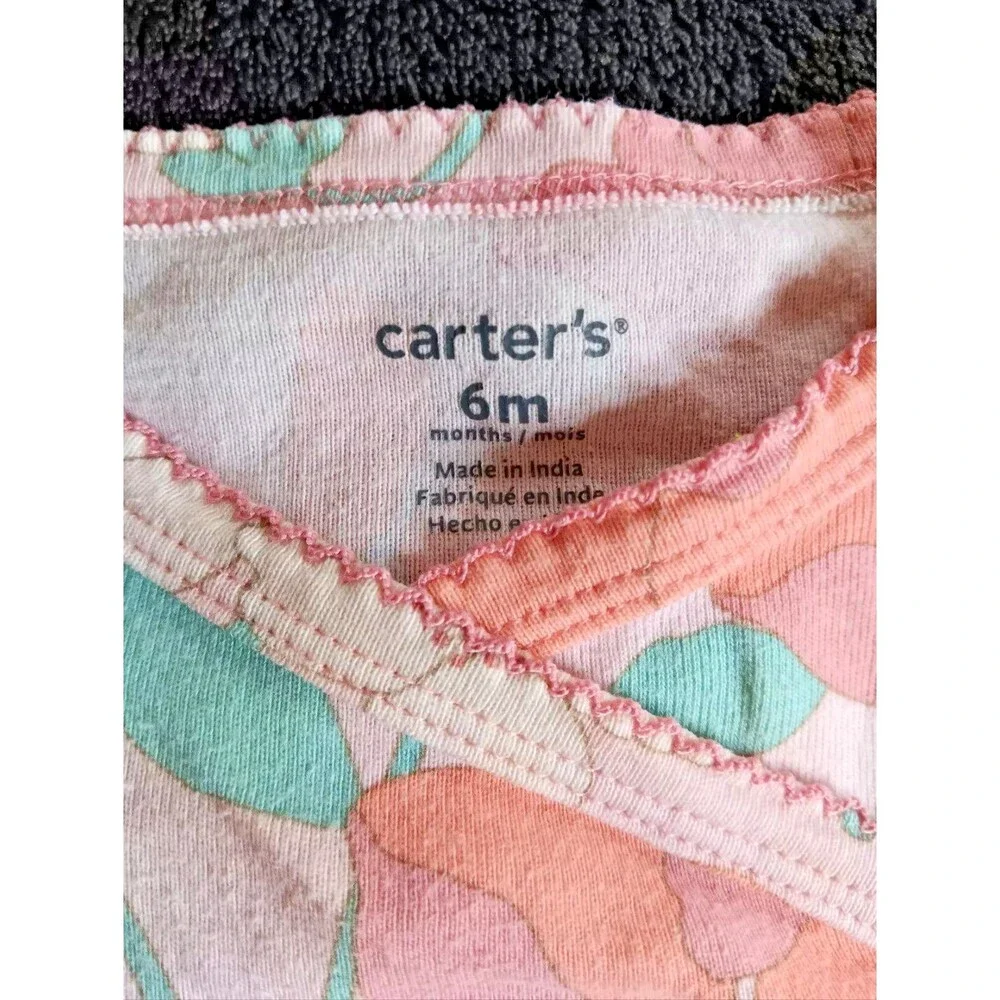 shirt 6 months Girls Carters baby Pink Floral Cross Front infant wear